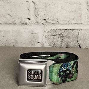 Suicide Squad Graphic Web Belt Skull Streetwear Green Black